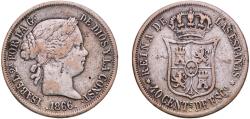World Coins - Spain Kingdom 1866 40 Centimos de Escudo - Isabel II Contemporary counterfeit in Brass Brass Royal Mint of Spain 4.47g VF  KM 628