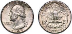 Us Coins - United States Federal republic 1944 D ¼ Dollar "Washington Silver Quarter" Silver (.900) United States Mint of Denver, (14600800) 6.27g UNC KM 164 Schön 168