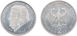 World Coins - Germany Federal Republic of Germany 2000 A 2 Deutsche Mark (Franz Josef Strauss) Copper-nickel clad nickel Berlin Mint (70000) 7g UNC KM 175 J 450 Schön 174