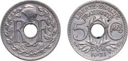 World Coins - France Third Republic 1931 5 Centimes Copper-nickel Monnaie de Paris (34711236) 2g UNC F 122 Gad 170 KM 875 GEM 19.2
