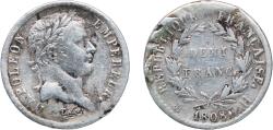 World Coins - France First Empire 1808 H ½ Franc - Napoleon I Silver (.900) La Rochelle Mint (336190) 2.38g VF F 177 Gad 398 KM 680.5
