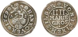 World Coins - Germany Hannover, City of 1669 AS 4 Mariengroschen Silver 2.25g XF  KM 69 BuckMeier 280
