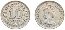World Coins - British Malaysia Malaya and British Borneo British colony 1961 H 10 Cents - Elizabeth II Copper-nickel Heaton and Sons / The Mint Birmingham Limited (69220000) 2.82g AU KM 2 Schön