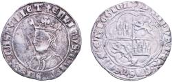 World Coins - Spain Kingdom of Castile and Leon 1455 - 1471 Real Bust - Enrique IV Rare Silver (.931) Cuenca Mint 3.34g VF AB. 690.1 var
