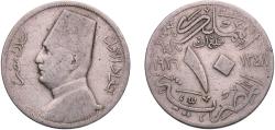 World Coins - Egypt Arab Republic of Egypt AH 1348 (1929) BP 10 Milliemes - Fuad (left) Copper-nickel Hungarian mint (1500000) 5.25g VF  KM 347 Schön 55