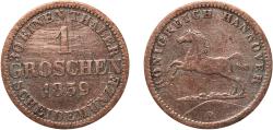 World Coins - Germany Kingdom of Hannover German states 1859 1 Groschen - George V Billon (.220 silver) Hanover Mint 2.18g VF  AKS 149 Jaeg 8 HB 93 KM 236