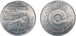 World Coins - Canada 1970 Saskachimo Trade Dollar - Saskatoon, Saskatchewan Nickel 23.6g UNC Pel SK22