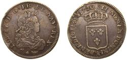 World Coins - France Kingdom 1720 A ⅓ Ecu - Louis XV Silver (.917) Paris Mint 8g VF  Dy royales 1667 GadR 306 Ciani 2109
