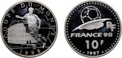 World Coins - France Fifth Republic 1997 10 Francs (World Cup 98, Italie) Silver (.900) (100000) 22.22g PF KM 1165