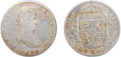 World Coins - Mexico Spanish colony 1820 JJ 8 Reales - Fernando VII Silver (.903) Mexico City Mint 26.85g VF KM 111