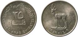 World Coins - United Arab Emirates AH1409 (1989) 25 Fils - Zayed / Khalifa (non-magnetic) Copper-nickel 3.5g AU  KM 4 Schön 4