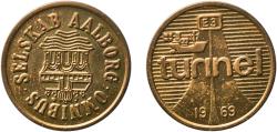 World Coins - Denmark Kingdom 1969 Token - Aalborg Omnibus Selskab, Tunnel Brass 1.9g UNC