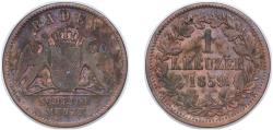World Coins - Germany Grand-duchy of Baden 1859 1 Kreuzer - Frederick I Copper (897620) 4.06g XF KM 242 AKS 132