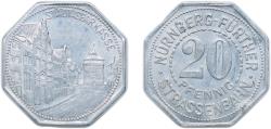 World Coins - Nuremberg and Fürth, Cities of ND 20 Pfennig - Städt. Sparkasse (Nürnberg-Fürth) Aluminium L. Chr. Lauer Mint 1.1g UNC Men05 19256.36 Men18 24102.36