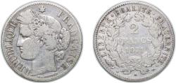 World Coins - France Third Republic 2 Francs Silver (.835) 9.7g VF KM 817 Gad 530 F 265