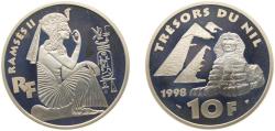 World Coins - France Fifth Republic 1998 10 Francs (Treasures of the Nile - Ramses II) Silver (.900) (15000) 22.2g PF KM 1207