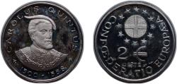 World Coins - Belgium 1972 2 ECU - Paneuropean Union (Charles V) Silver (.925) Brussels Mint (10000) 8.03g PF X 171