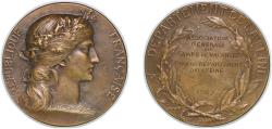 World Coins - France Third Republic 1927 Medal - Département de La Seine Bronze 60.83g AU
