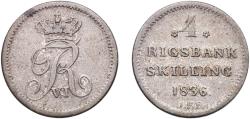 World Coins - Denmark Kingdom 1836 IFF 4 Rigsbankskilling - Frederik VI Billon (.250 silver) Altona, Schleswig-Holstein Mint (73000) 1.85g XF  KM 712