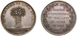 World Coins - France Kingdom ND Jeton - Louis XVIII, Société d’horticulture de Seine-et-Oise Silver 10g XF