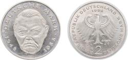 World Coins - Germany Federal Republic of Germany 1998 G 2 Deutsche Mark (Ludwig Erhard) Copper-nickel clad nickel Staatliche Münze Baden-Württemberg Mint (70000) 7g UNC KM 170 J 445 Schön 167