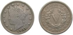 Us Coins - United States Federal republic 1903 5 Cents "Liberty Nickel" (with "CENTS") Copper-nickel Philadelphia mint (28004935) 5g VF KM112 Schön119