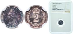 World Coins - Great Britain Kingdom 1889 2 Pence - Victoria (2nd portrait; Maundy issues) Silver (.925) (6727) 0.94g NGC MS 62 KM 771 Sp 3935