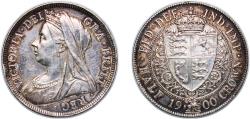 World Coins - Great Britain Kingdom 1900 ½ Crown - Victoria (3rd portrait) Silver (.925) (4479100) 14.2g AU KM 782 Sp 3938
