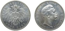 World Coins - Germany Kingdom of Prussia Second Empire 1902 A 5 Mark - Wilhelm II Silver (.900) Berlin Mint (1950840) 27.777g UNC KM 523 AKS 129 J 104