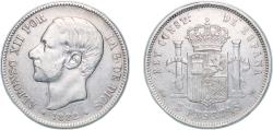 World Coins - Spain Kingdom 1882/1 *18-81 MSM 5 Pesetas - Alfonso XII (3rd portrait) Silver (.900) Madrid Mint (1661936) 24.75g XF  KM 688 Cal 34