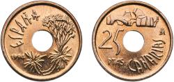 World Coins - Spain Kingdom 1994 M 25 Pesetas (Canary Islands) Aluminium bronze (88.4% copper, 5% nickel, 5% aluminium, 1% iron, 0.6% manganese) Royal Mint of Spain (242566000) 4.2g UNC  KM 933