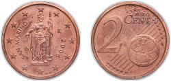 World Coins - San Marino Republic 2006 R 2 Euro Cents (1st type) Copper plated steel Rome Mint (2730000) 3.07g UNC KM 441 Schön 435