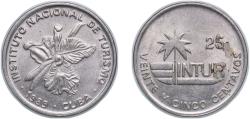 World Coins - Cuba Second Republic 1989 25 Centavos (INTUR) Copper-nickel 6.5g UNC KM 418 JMA MC13 JMA MC14