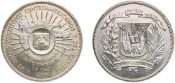 World Coins - Dominican Republic Fourth Republic 1974 1 Peso (Central American and Caribbean Games) Silver (.900) Royal Mint (50000) 26.7g BU KM 35