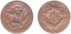 World Coins - Spain Catalanist Union 1900 5 Centimos - Unio Catalanista Copper 4.93g XF CRUmedal 928