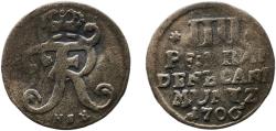 World Coins - Germany Kingdom of Prussia Electorate of Saxony (Albertinian Line) Holy Roman Empire 1706 HFH 4 Pfennigs - Frederick I Billon (.125 silver) (201600) 0.73g VF  KM 35 KM 36 KM 37 Sc