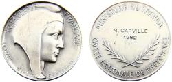 World Coins - France Fifth Republic 1962 Medal National Prevention Fund of former metal sliver Ministry of labor, 50mm
