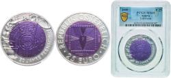 World Coins - Austria Second Republic 2005 25 Euro (50 Years of Television) Bimetallic: niobium centre in silver (.900) ring Vienna Mint (65000) 17.15g PCGS MS 69  KM 3119