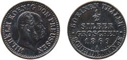 World Coins - Germany Kingdom of Prussia 1869 A ½ Silbergroschen - William I Billon (.222 silver) Berlin Mint 1.06g XF  AKS 104 Olding FR 416, 419, 422 Jaeg 9 Pr 88 KM 484 Neum 15 Schr 125-47