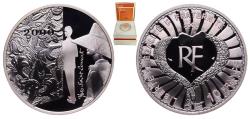 World Coins - France Fifth Republic 2000 10 Francs (Yves St. Laurent) Silver (.900) Paris Mint (6009) 22.2g PF  KM 1235