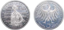 World Coins - Germany Federal Republic of Germany 1984 J 5 Deutsche Mark (Felix Mendelssohn Bartholdy) Copper-nickel clad nickel Hamburg Mint (8000000) 10g UNC KM 161 J 436 Schön 160