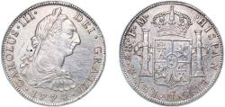 World Coins - Mexico Spanish colony 1774 FM 8 Reales - Charles III Silver (.903) Mexico City Mint 26.97g XF Cleaned KM 106