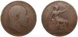World Coins - Great Britain United Kingdom 1905 1 Penny - Edward VII Bronze Royal Mint (Tower Hill) (17783800) 8.85g VF KM 794 Sp 3990/A