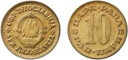 World Coins - Yugoslavia 1978 10 Para Aluminium brass (85% Copper, 14.5% Zinc, 0.5% Aluminium) Belgrade Mint 3.04g UNC  KM 44 Schön 40