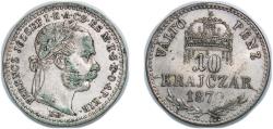 World Coins - Hungary Austro-Hungarian Empire 1870 KB 10 Kreuzers - Francis Joseph I Billon (.400 silver) (21933353) 1.65g AU  KM 451 ÉH 1477 H 2163, 2164 Adamo M10.1
