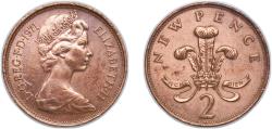 World Coins - Great Britain United Kingdom 1971 2 New Pence - Elizabeth II (2nd portrait) Bronze (1454856250) 7.09g AU KM 916 Sp C1