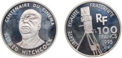 World Coins - France Fifth Republic 1995 100 Francs (Alfred Hitchcock) Silver (.900) Paris Mint (15000) 22.2g PF KM 1088