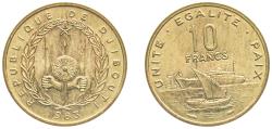 World Coins - Djibouti Republic 1983 10 Francs Aluminium bronze Paris Mint (900000) 3g UNC KM 23 Schön 20