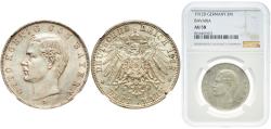 World Coins - Germany Kingdom of Bavaria Second Empire 1912 D 3 Mark - Otto Silver (.900) Munich Mint (1013650) 16.66g NGC AU 58  KM 996 J 47 AKS 202