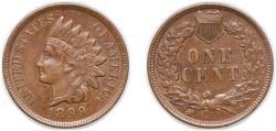 Us Coins - United States Federal republic 1899 1 Cent "Indian Head Cent" Bronze (53598000) 3.11g AU KM 90a Schön 117a